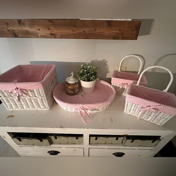 Pottery Barn Kids (PBK) Basket Set and Pull-Backs - Picture 1 of 12